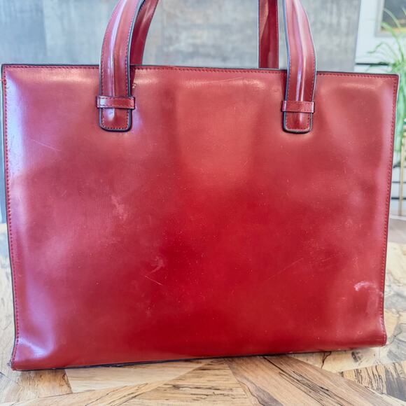 Franklin Covey Red Genuine Leather Business Organizer Tote Laptop Bag #31934.577 - Picture 5 of 15